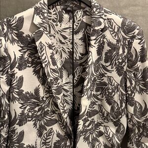INC Black and Gray Floral Blazer